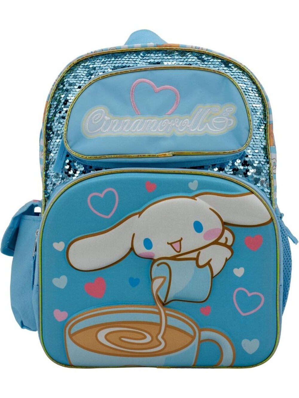 Kawaii 16" Hello Kitty Backpack for Girls, Flip Sequins & 3D Pocket, Blue School
